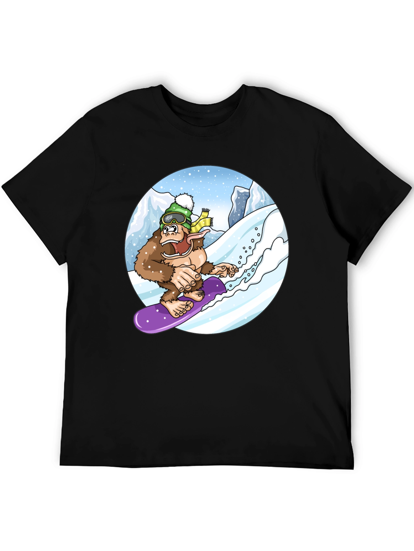 Snowboarding Bigfoot Tee - Fun Graphic Shirt