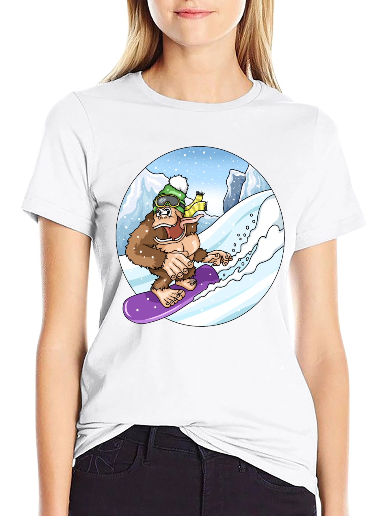 Snowboarding Bigfoot Tee - Fun Graphic Shirt