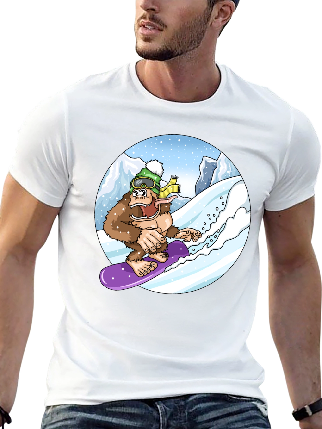 Snowboarding Bigfoot Tee - Fun Graphic Shirt