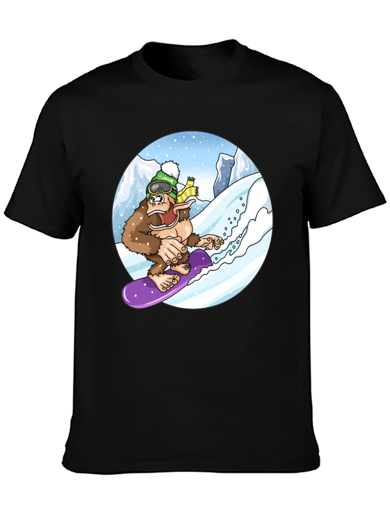 Snowboarding Bigfoot Tee - Fun Graphic Shirt