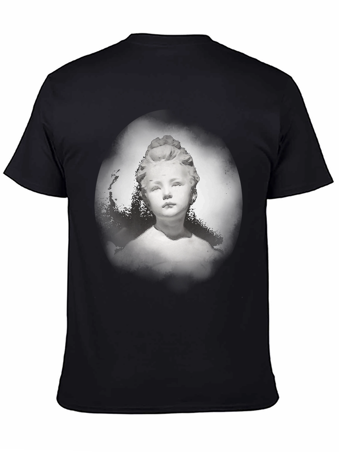 Statue Portrait Graphic Tee - Stylish Black T-Shirt