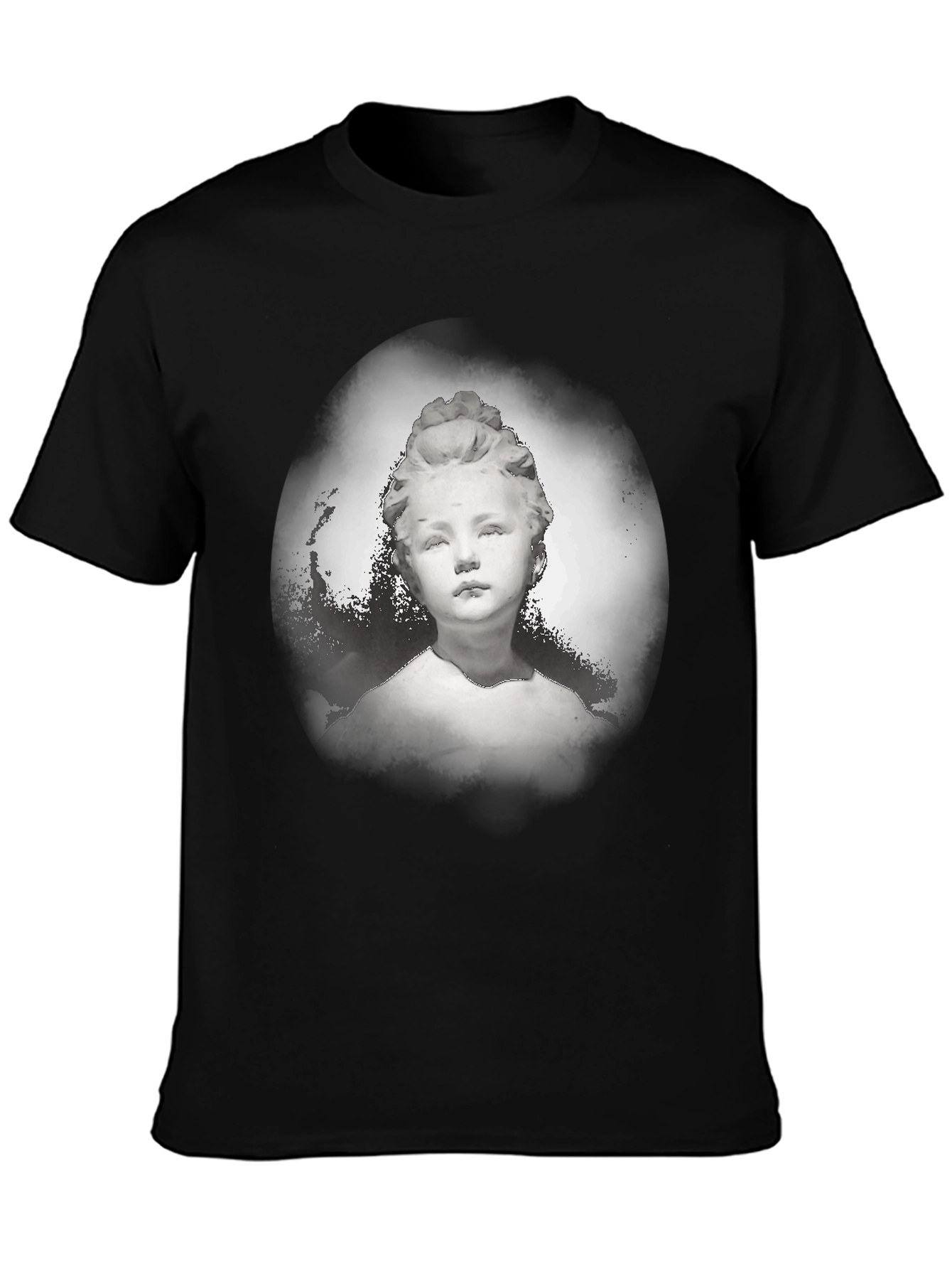 Statue Portrait Graphic Tee - Stylish Black T-Shirt