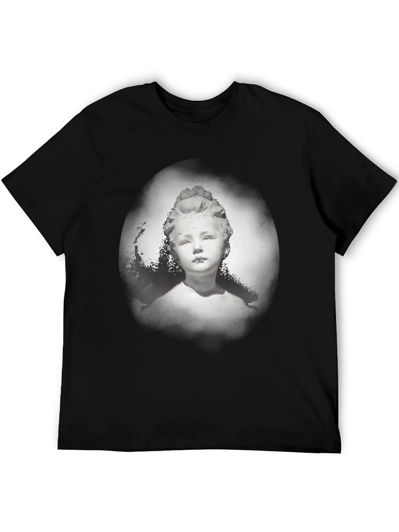 Statue Portrait Graphic Tee - Stylish Black T-Shirt