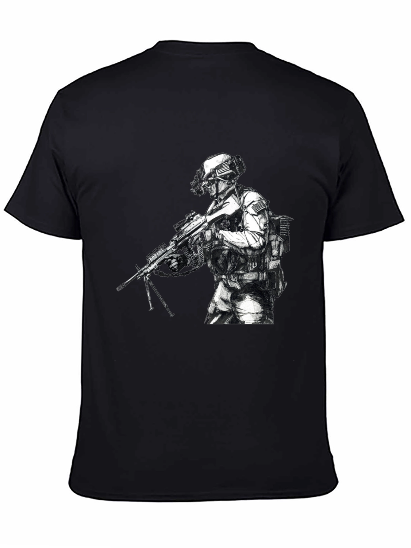 Tactical Soldier Graphic T-Shirt - Black