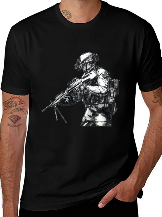 Tactical Soldier Graphic T-Shirt - Black