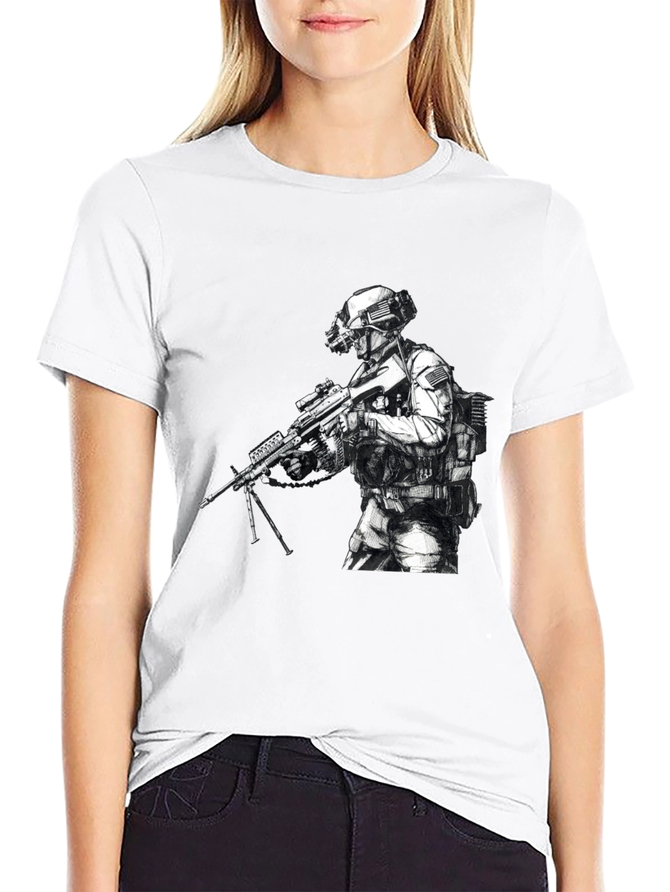 Tactical Soldier Graphic T-Shirt - Black