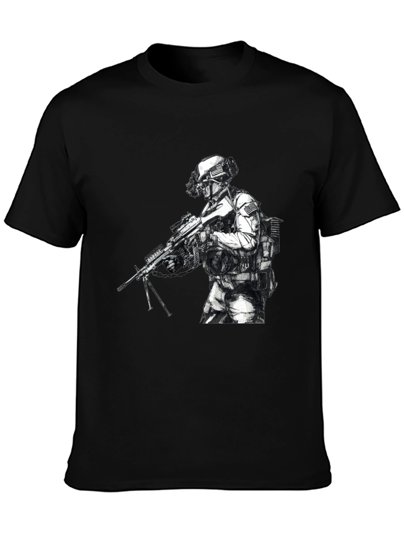 Tactical Soldier Graphic T-Shirt - Black