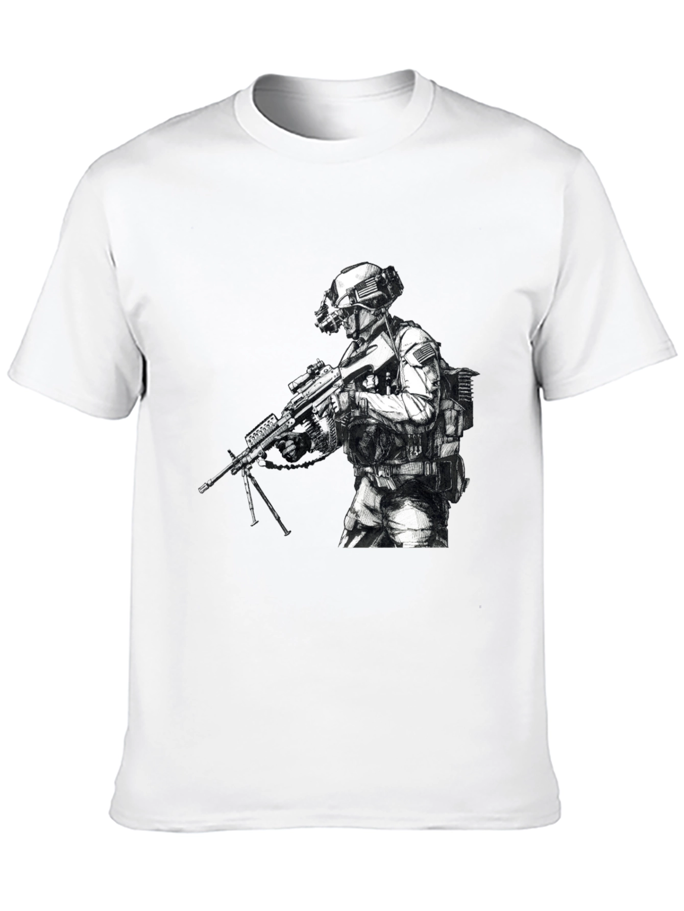 Tactical Soldier Graphic T-Shirt - Black