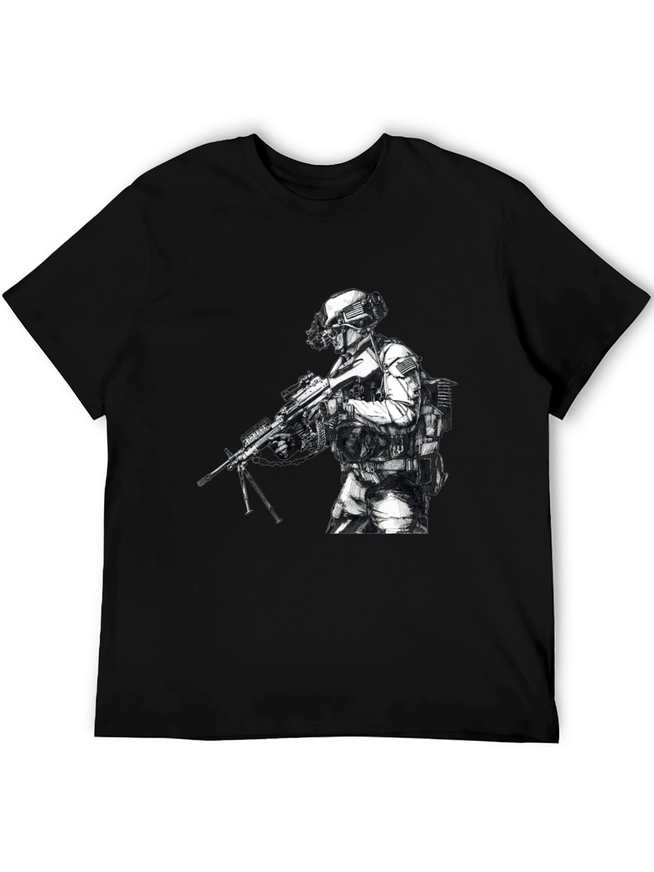 Tactical Soldier Graphic T-Shirt - Black