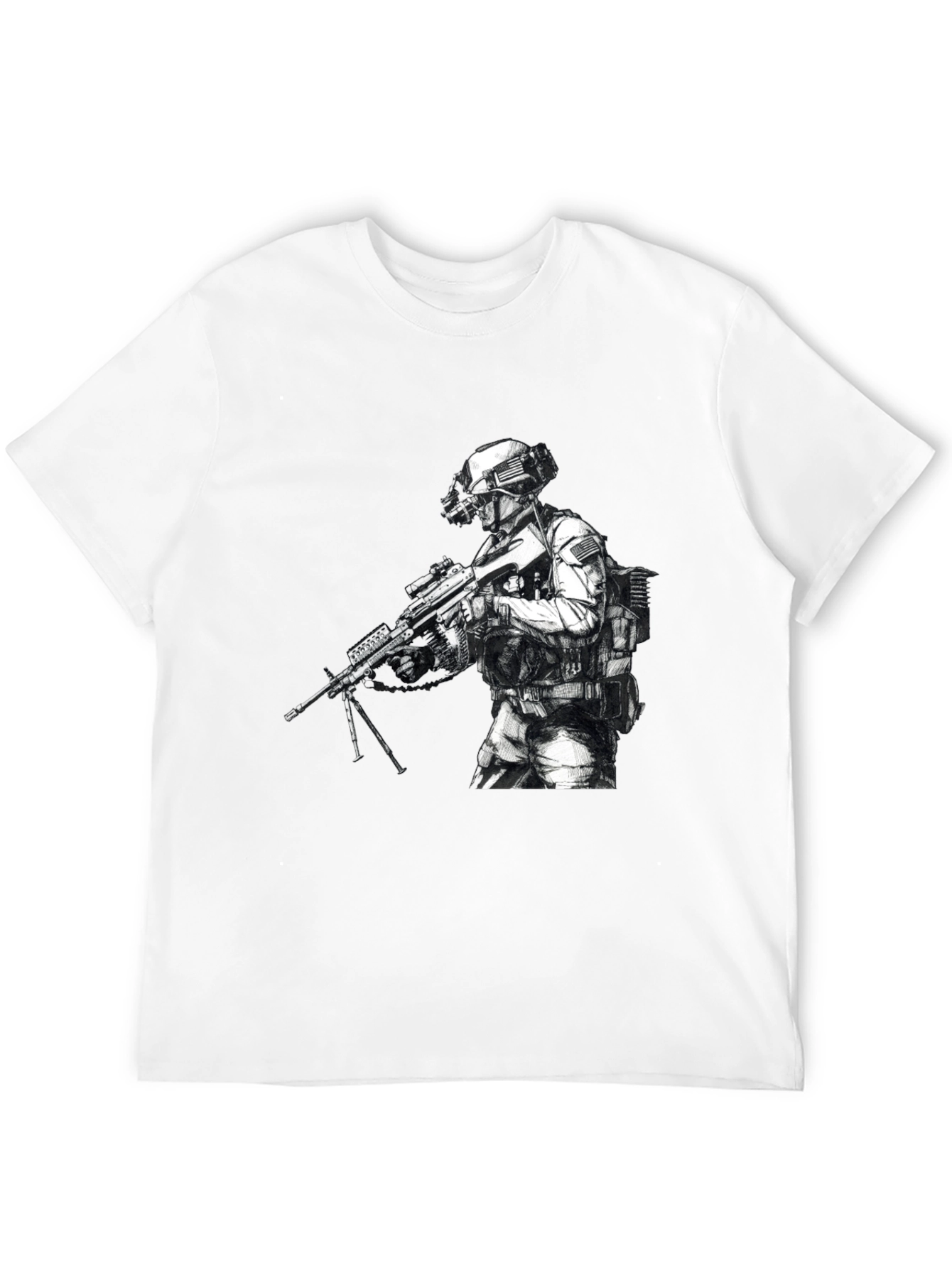 Tactical Soldier Graphic T-Shirt - Black