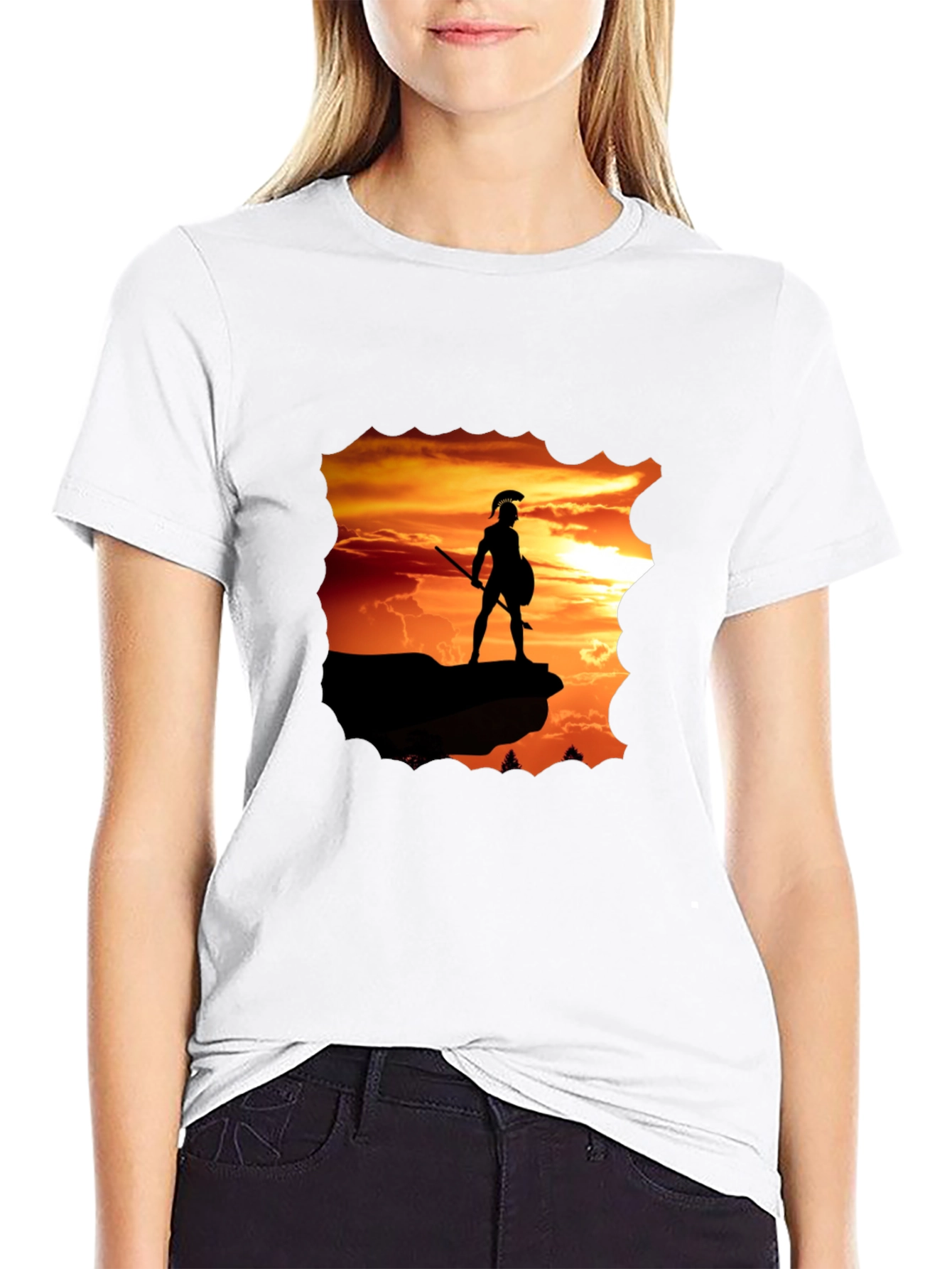 Warrior Sunset Graphic T-Shirt - Black