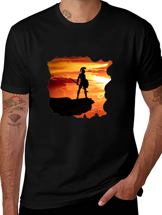 Warrior Sunset Graphic T-Shirt - Black