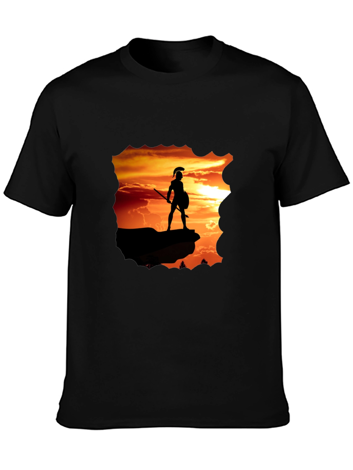 Warrior Sunset Graphic T-Shirt - Black