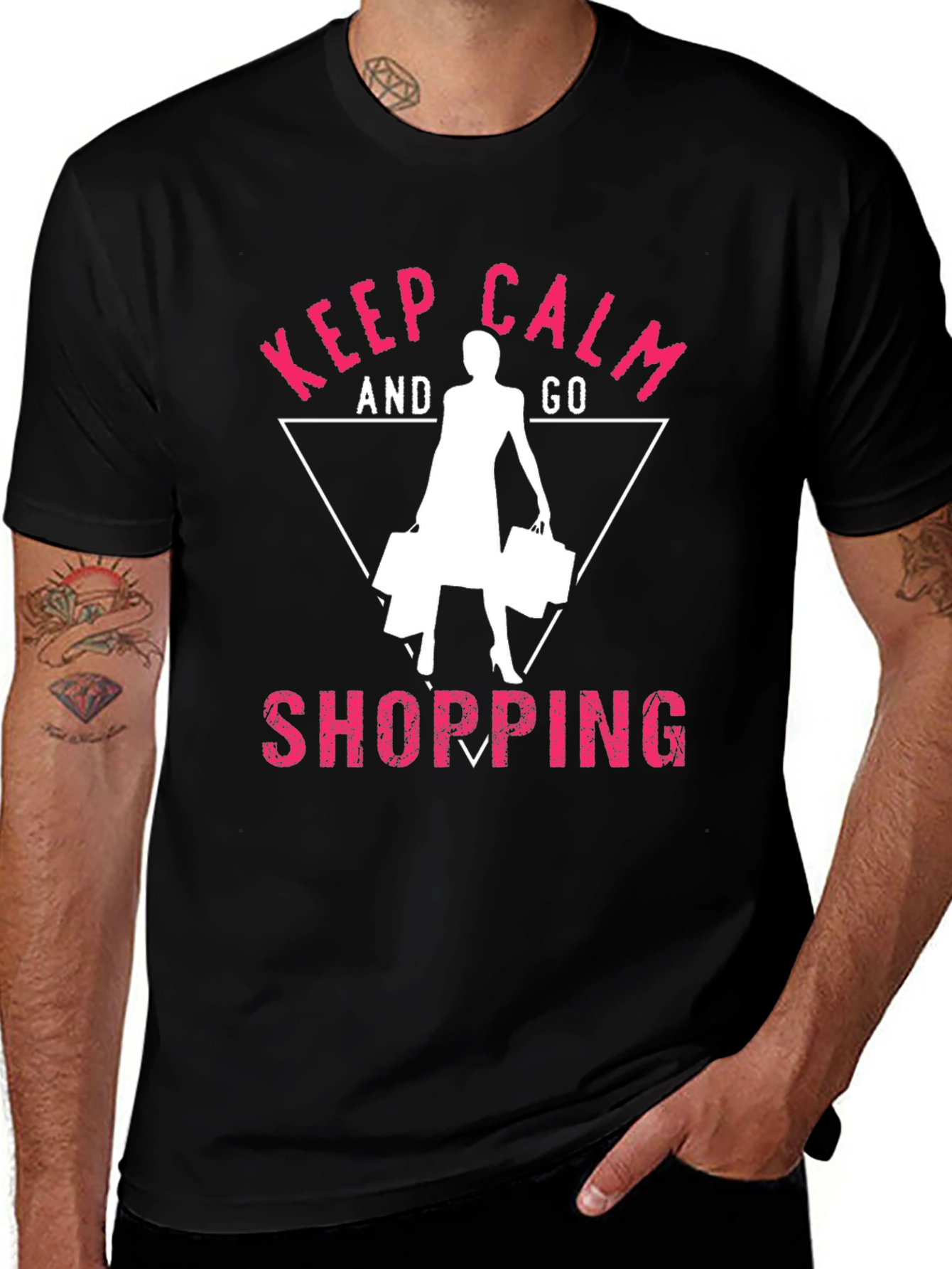 Keep Calm and Go Shopping Black T-Shirt