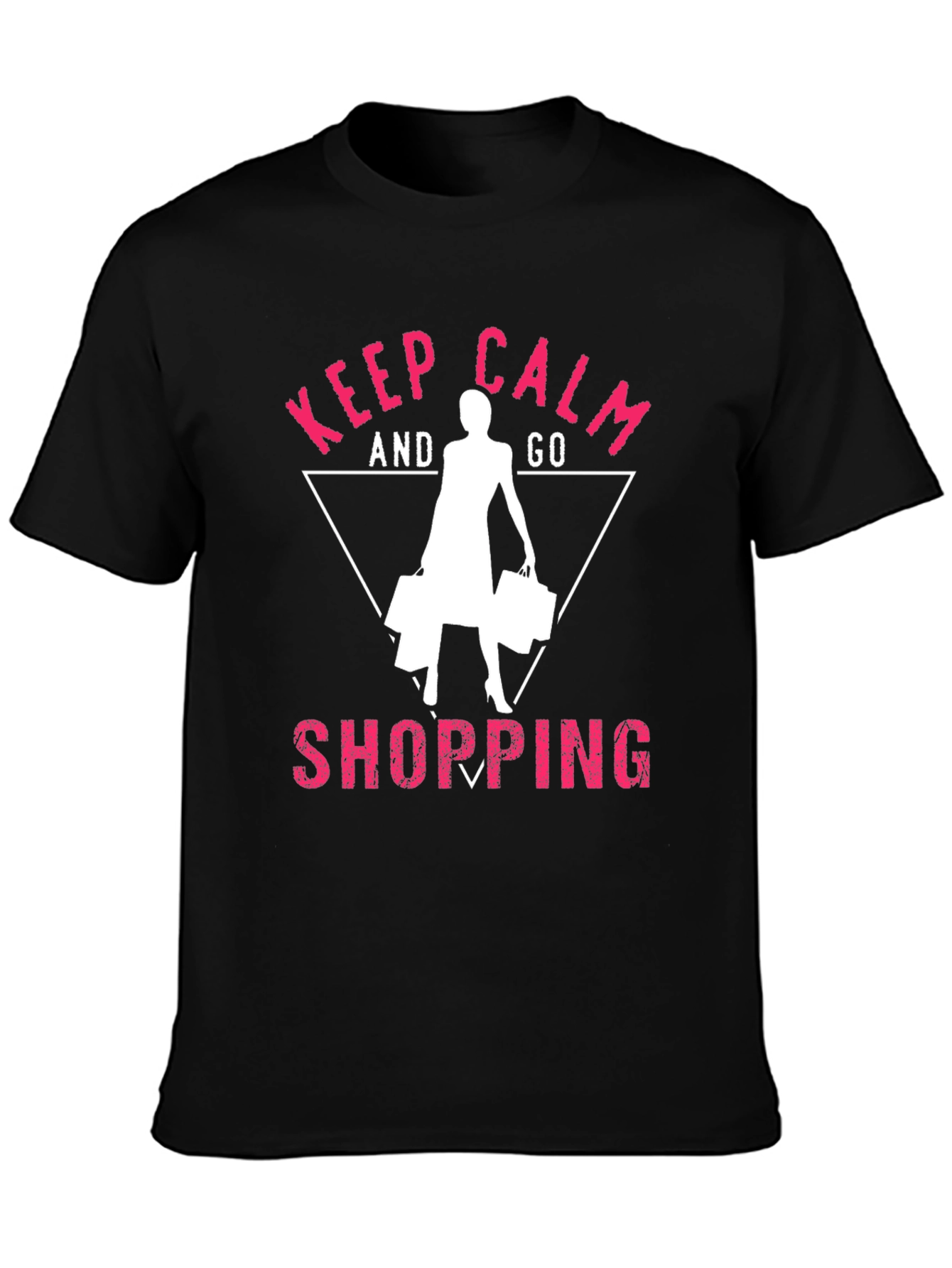Keep Calm and Go Shopping Black T-Shirt
