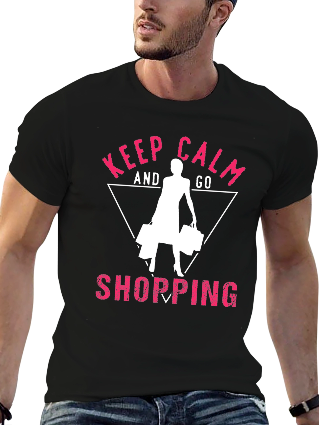 Keep Calm and Go Shopping Black T-Shirt
