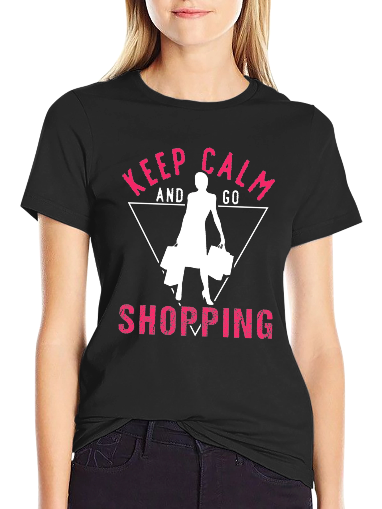 Keep Calm and Go Shopping Black T-Shirt