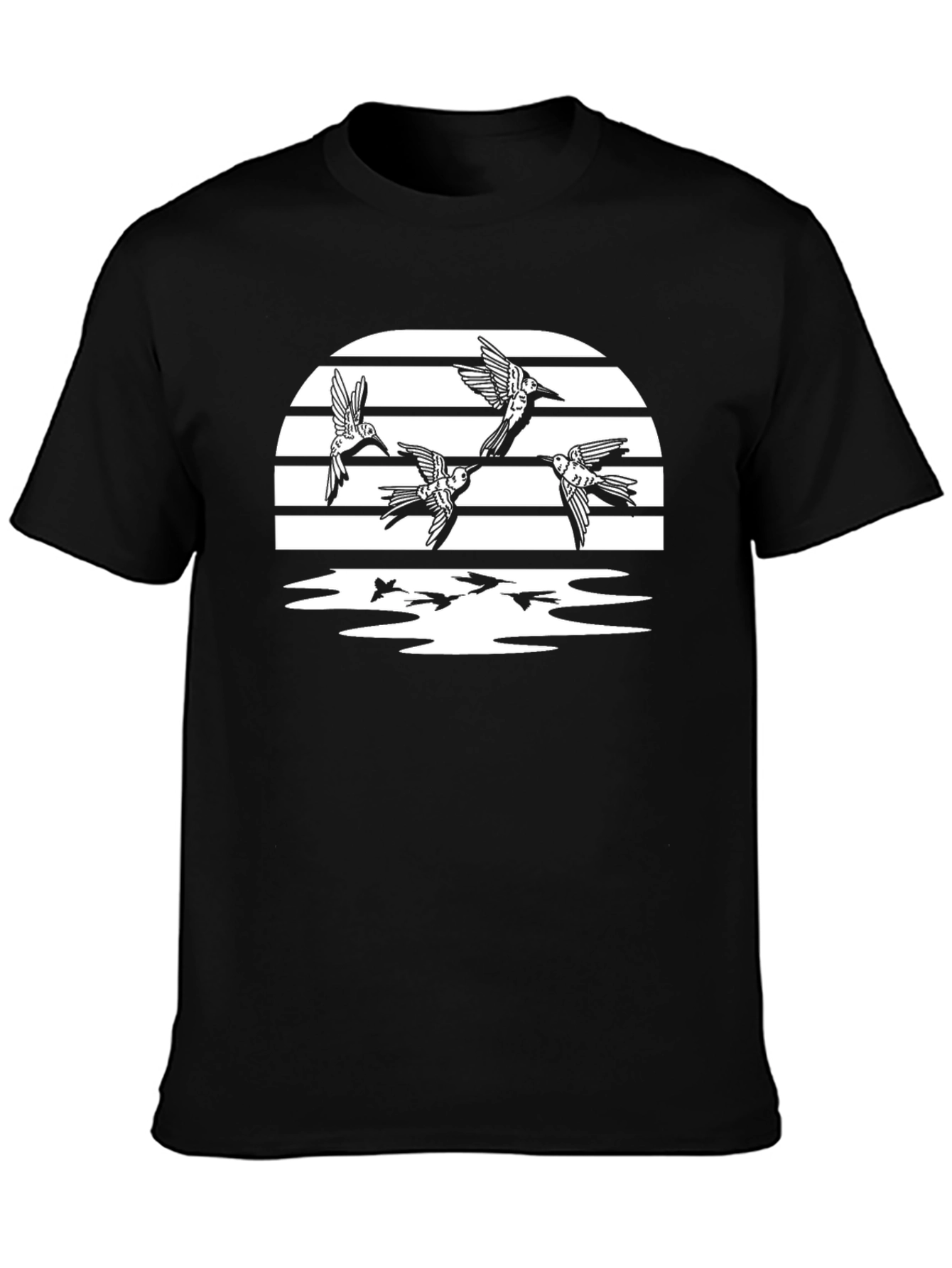 Birds in Flight Graphic T-Shirt - Black