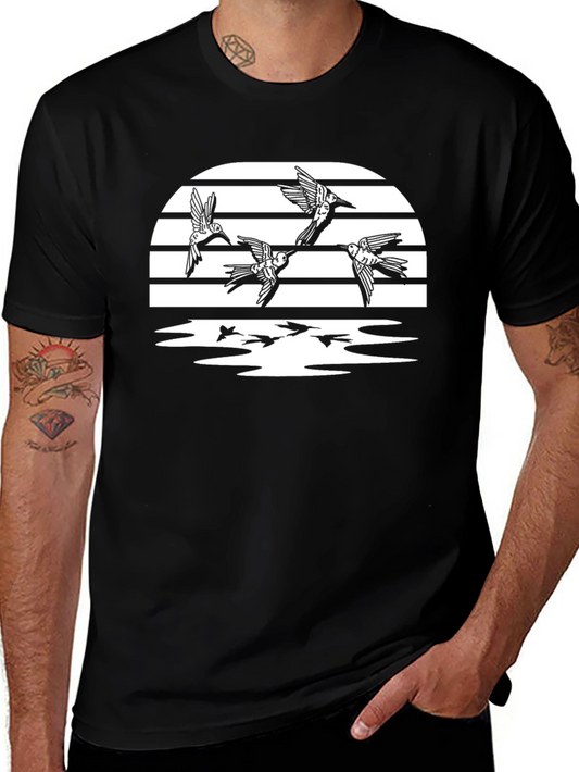 Birds in Flight Graphic T-Shirt - Black