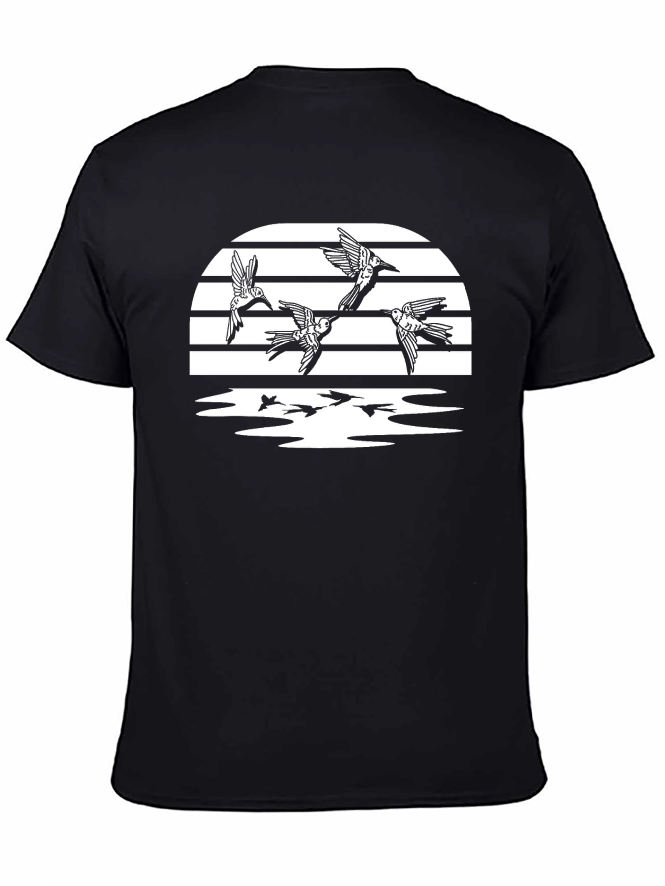 Birds in Flight Graphic T-Shirt - Black