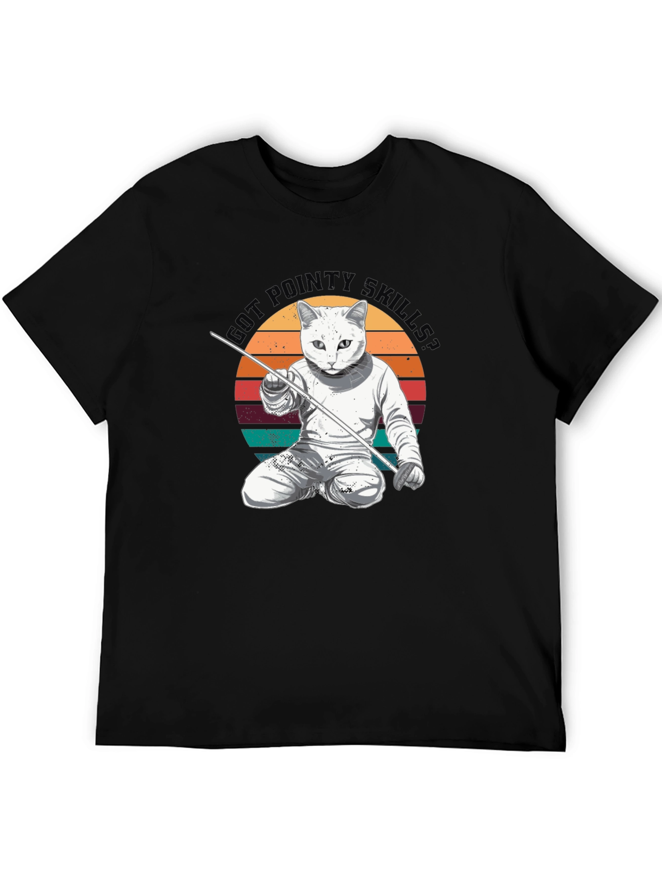 Funny Cat Fencing T-Shirt - Got Pointy Skills Tee