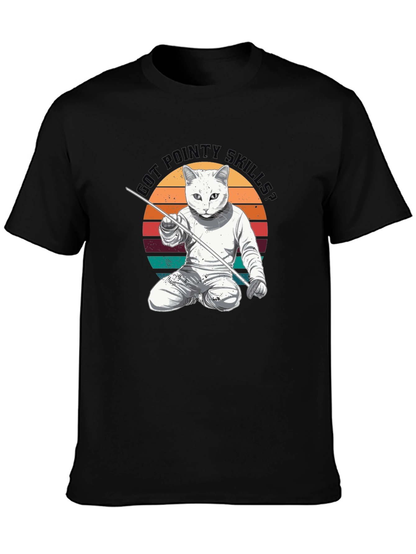 Funny Cat Fencing T-Shirt - Got Pointy Skills Tee