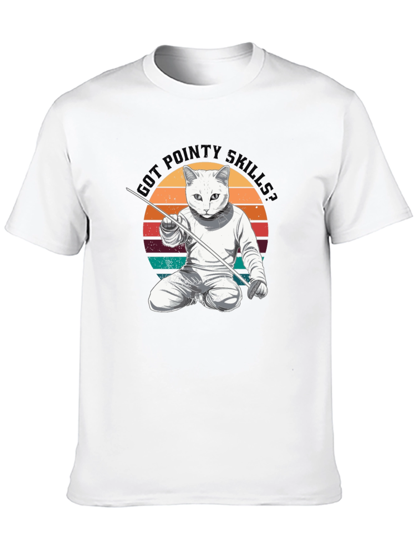 Funny Cat Fencing T-Shirt - Got Pointy Skills Tee