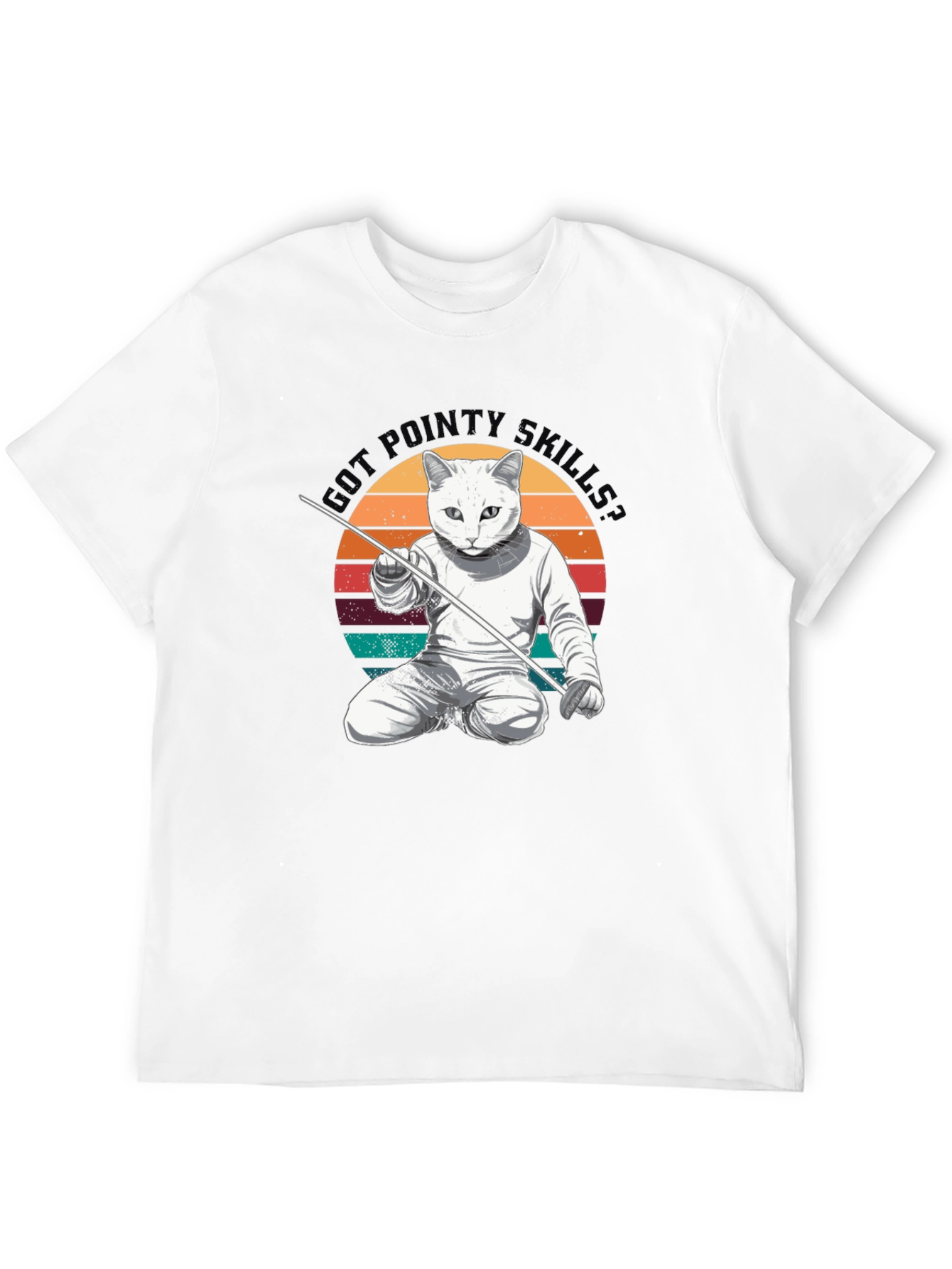 Funny Cat Fencing T-Shirt - Got Pointy Skills Tee