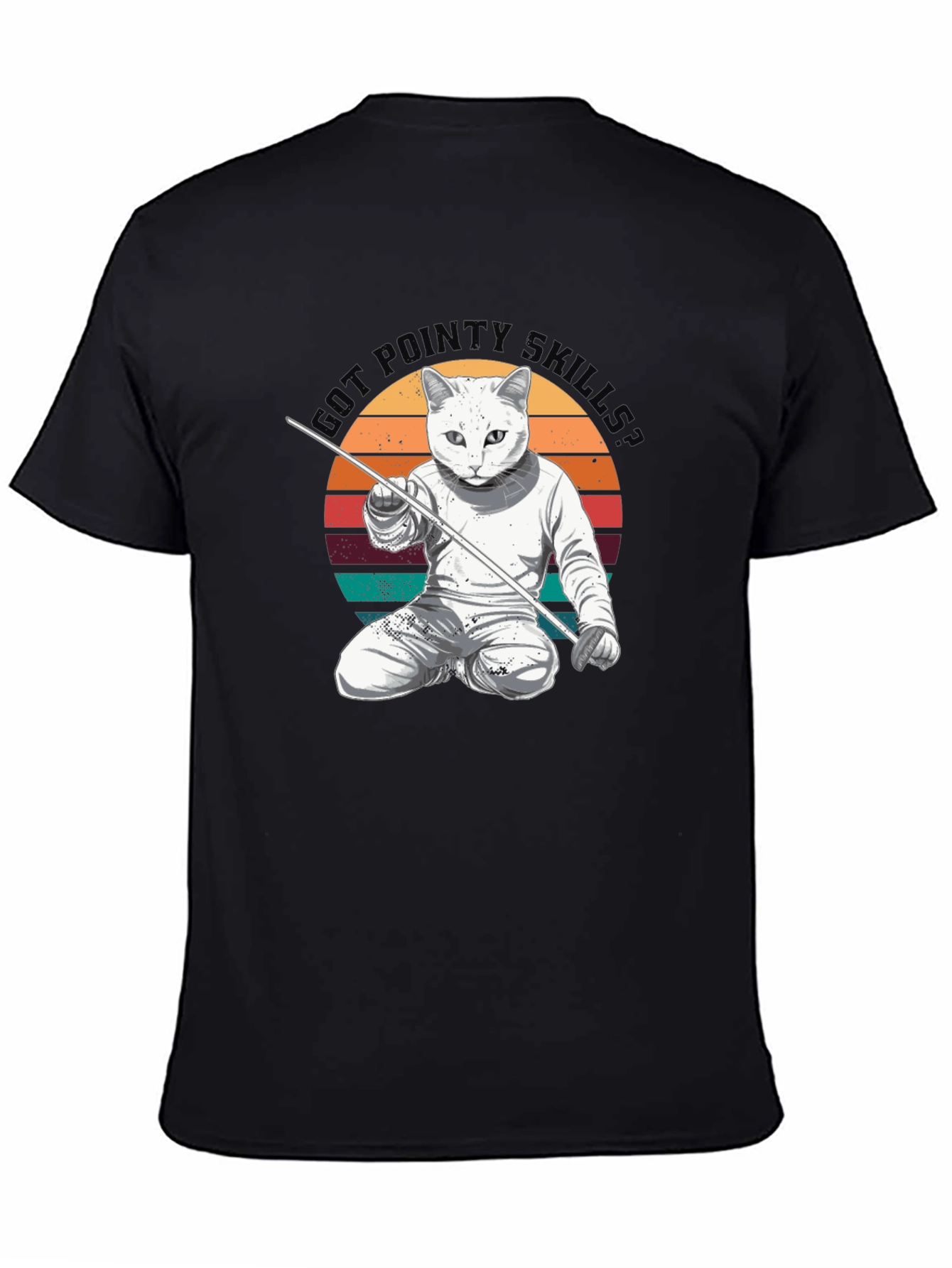 Funny Cat Fencing T-Shirt - Got Pointy Skills Tee