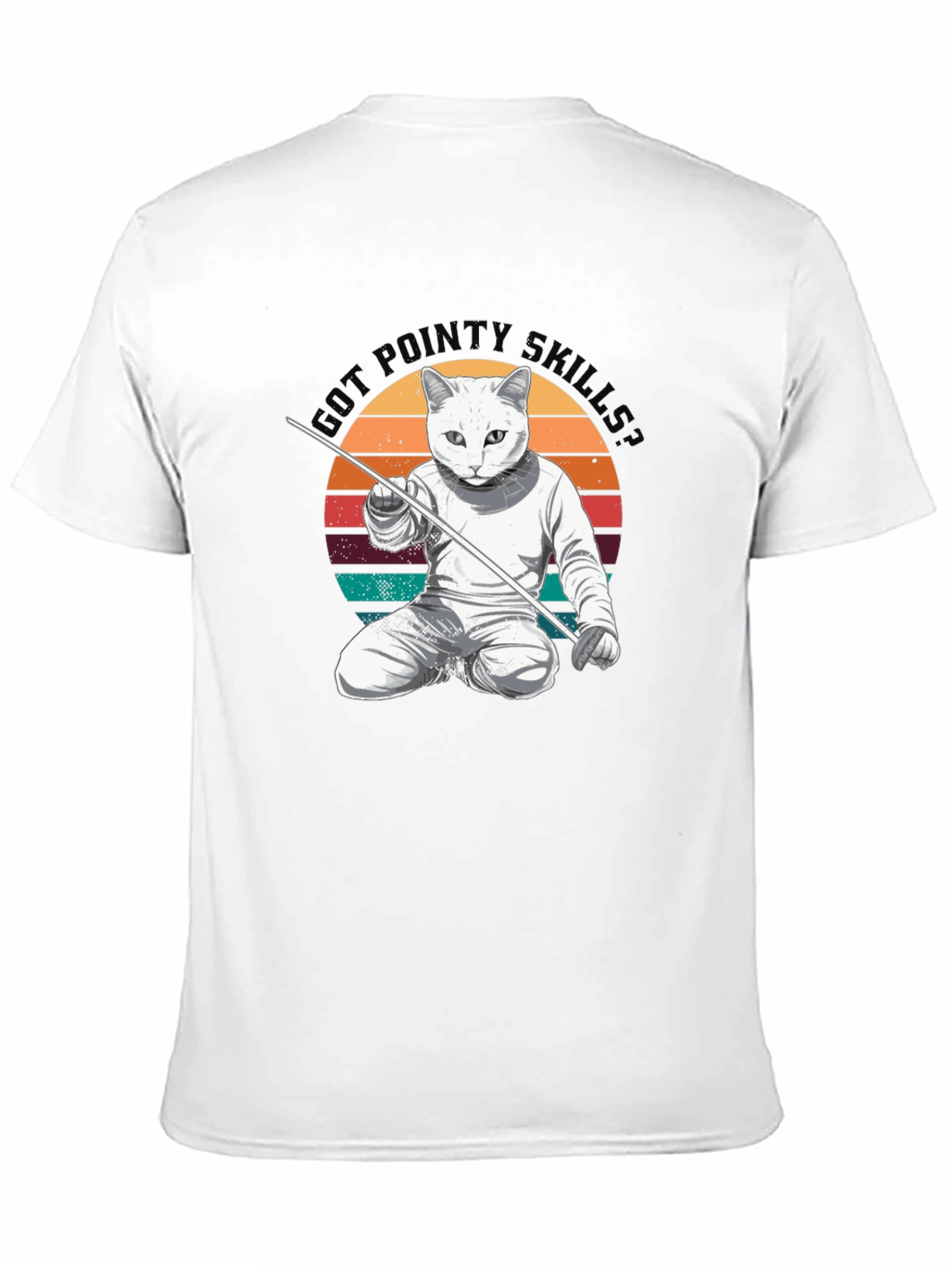 Funny Cat Fencing T-Shirt - Got Pointy Skills Tee