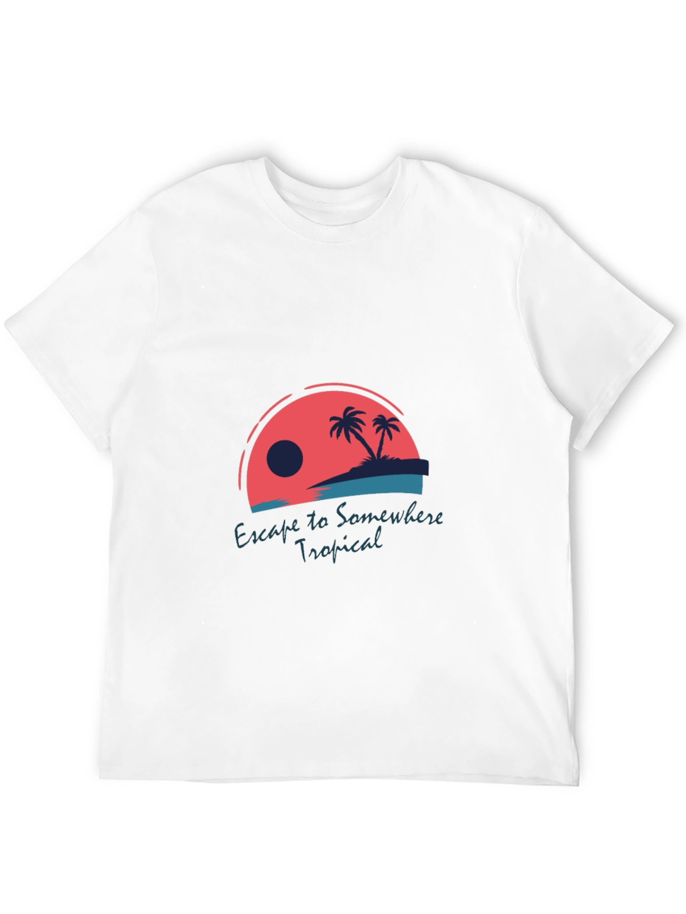 Tropical Escape Graphic Tee - Black Cotton T-Shirt