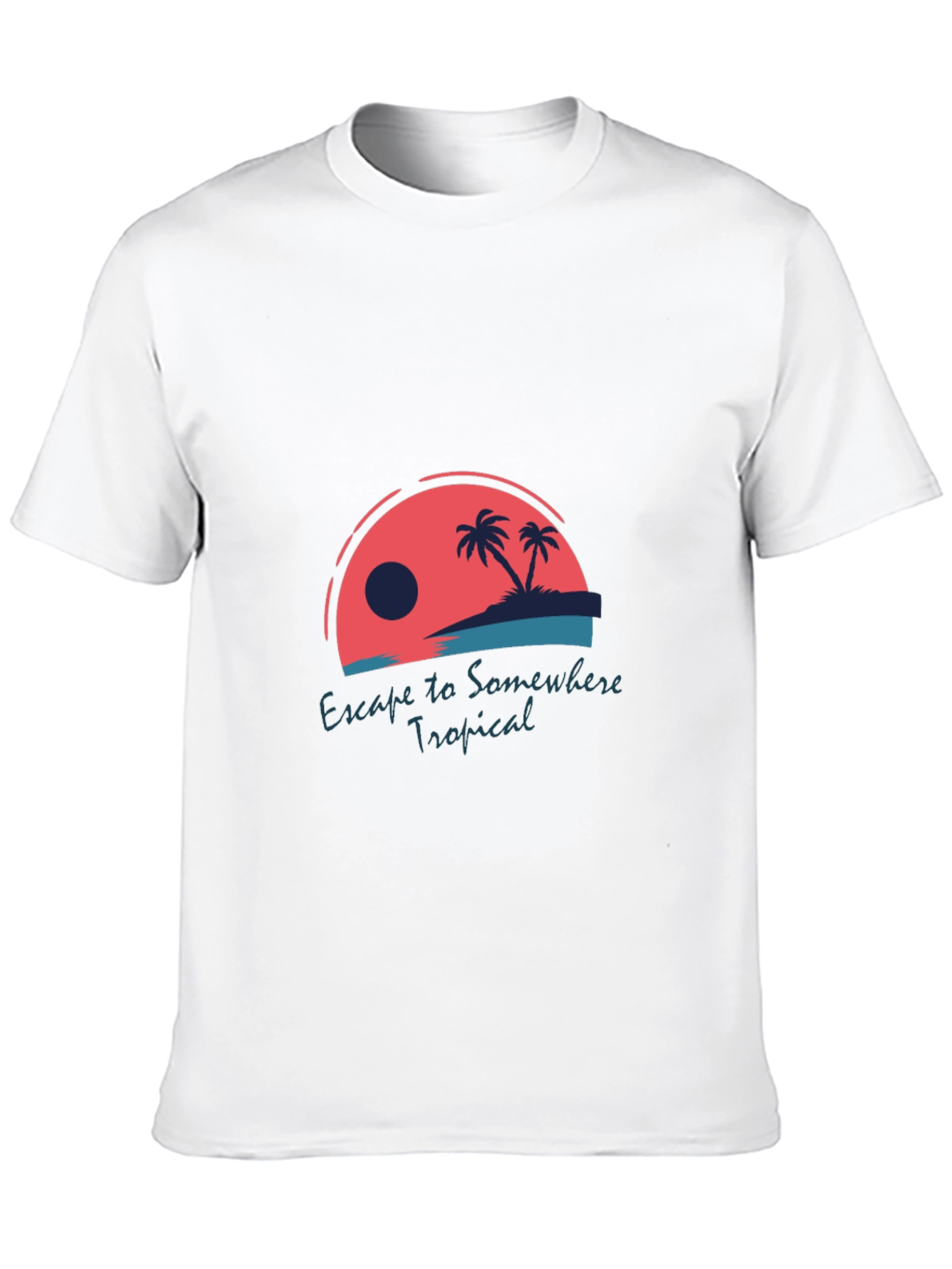 Tropical Escape Graphic Tee - Black Cotton T-Shirt