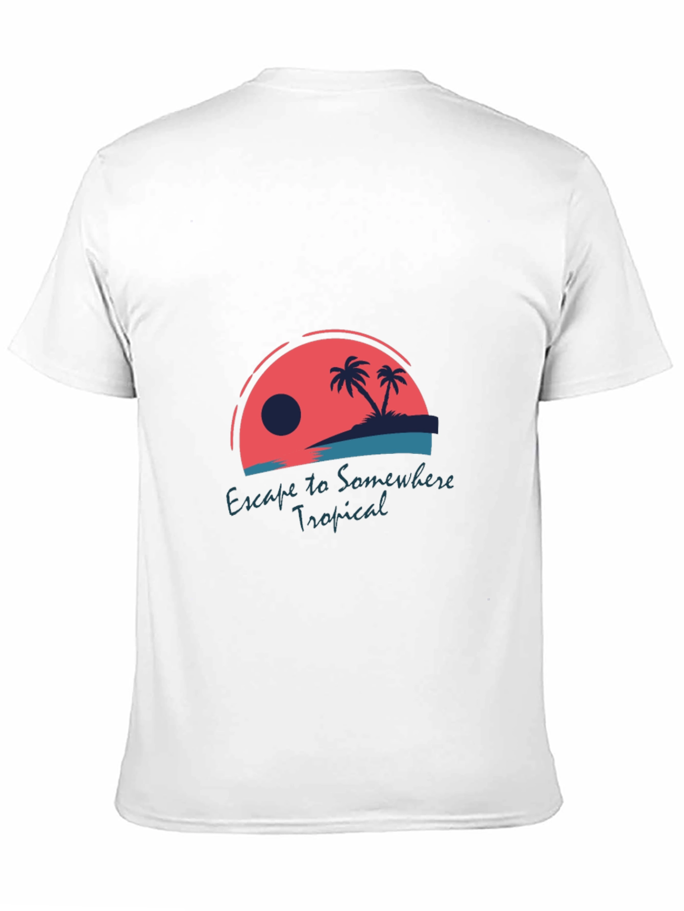 Tropical Escape Graphic Tee - Black Cotton T-Shirt