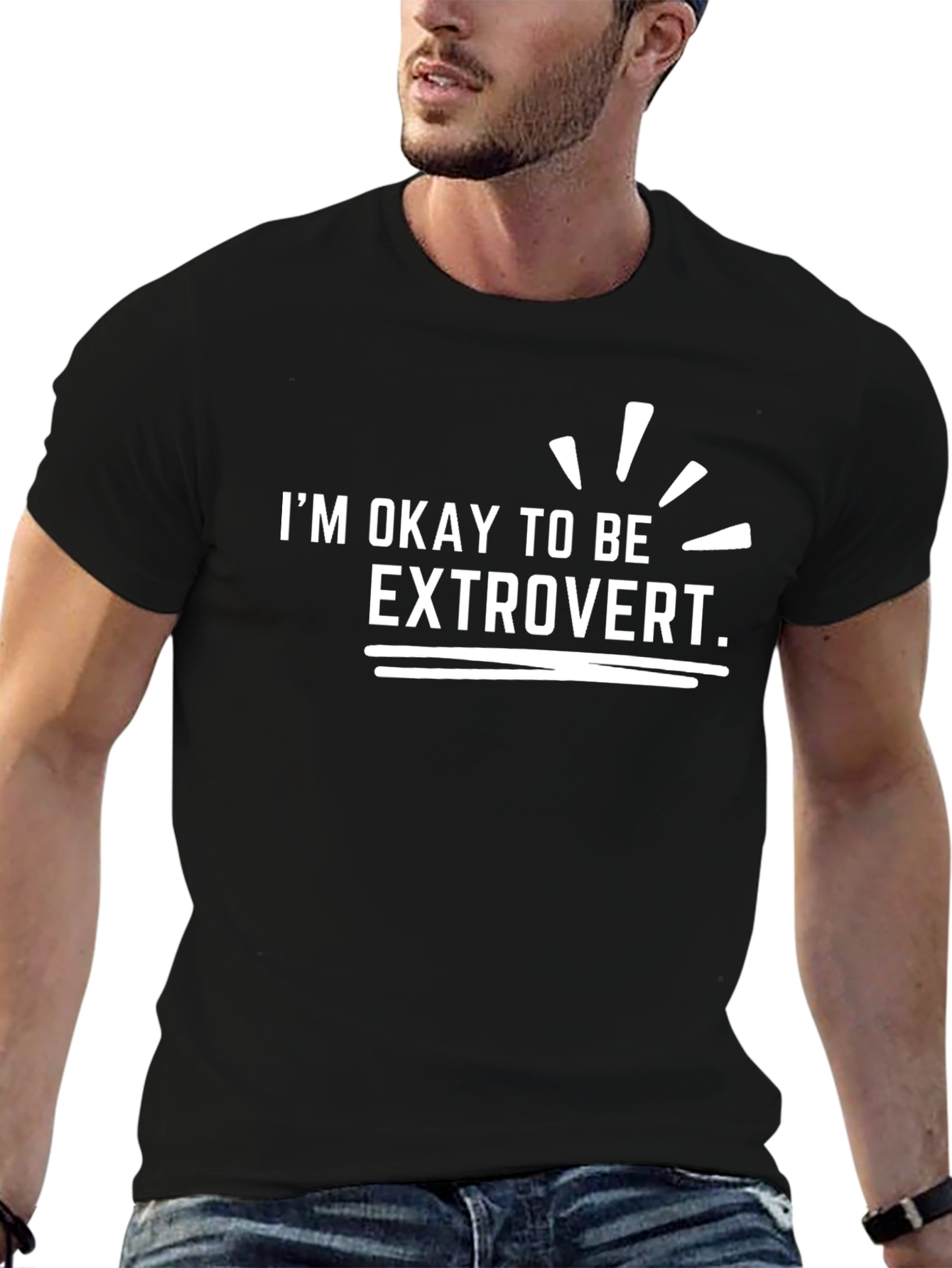 Okay to be Extrovert Tee - Black