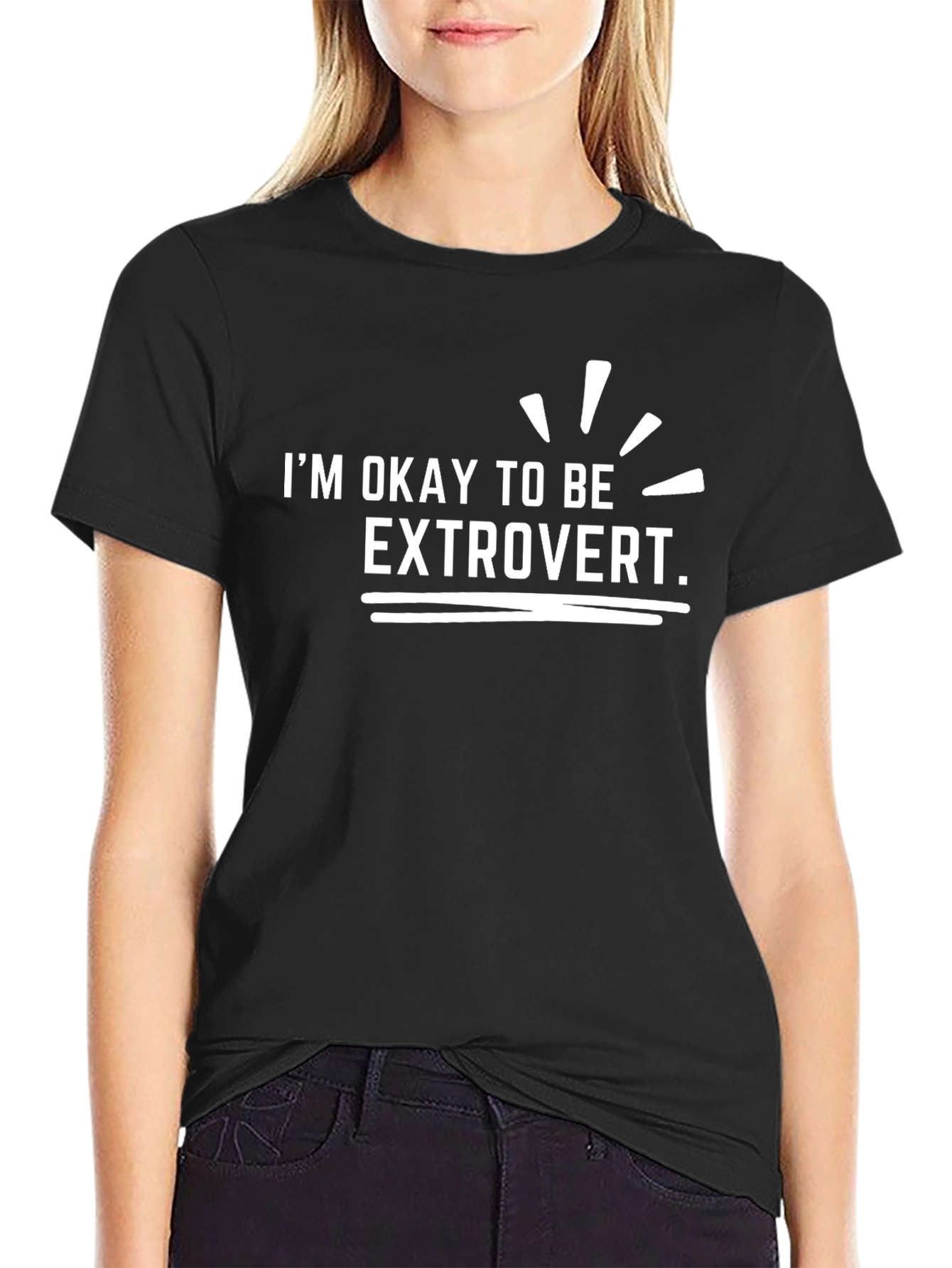 Okay to be Extrovert Tee - Black