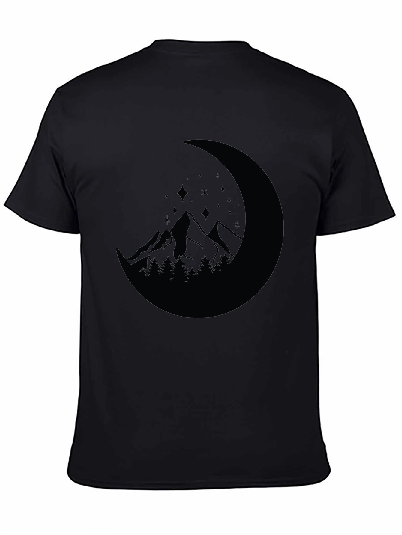 Mountain Moon Graphic Tee - Black Casual Shirt