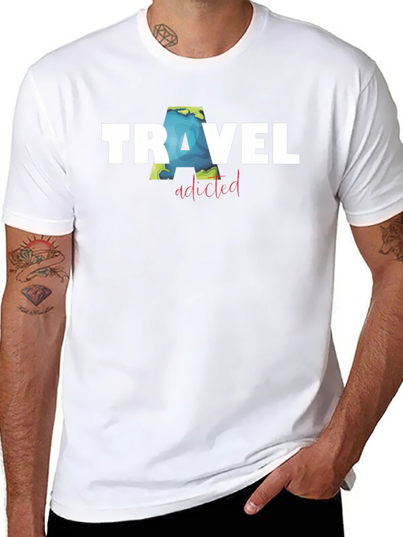 Travel Addicted Black T-Shirt