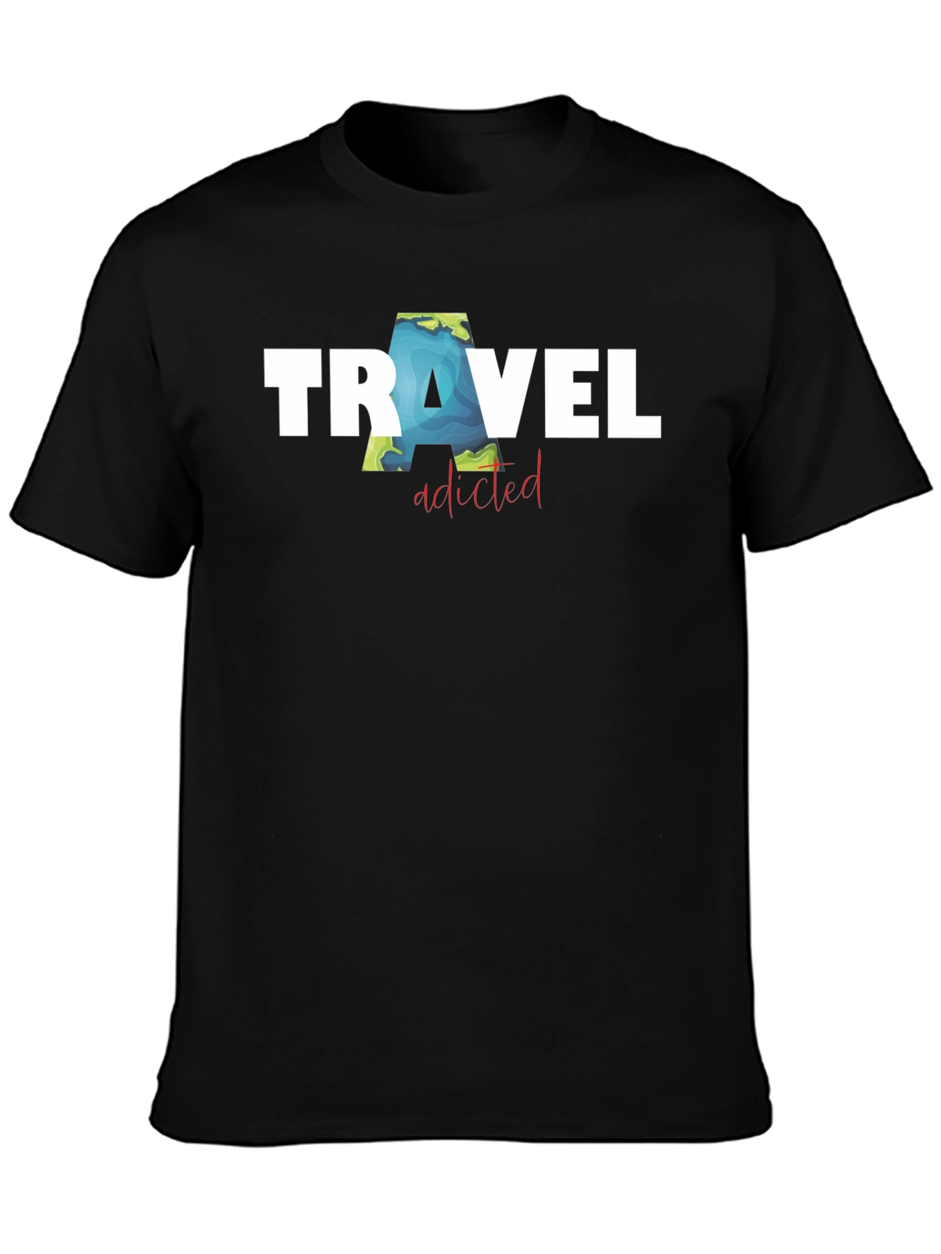 Travel Addicted Black T-Shirt