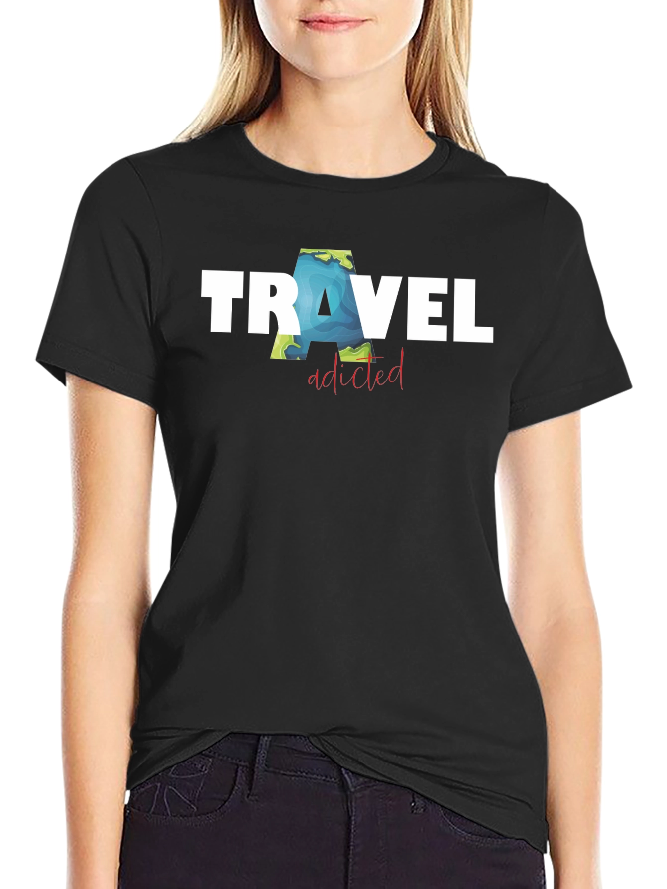 Travel Addicted Black T-Shirt