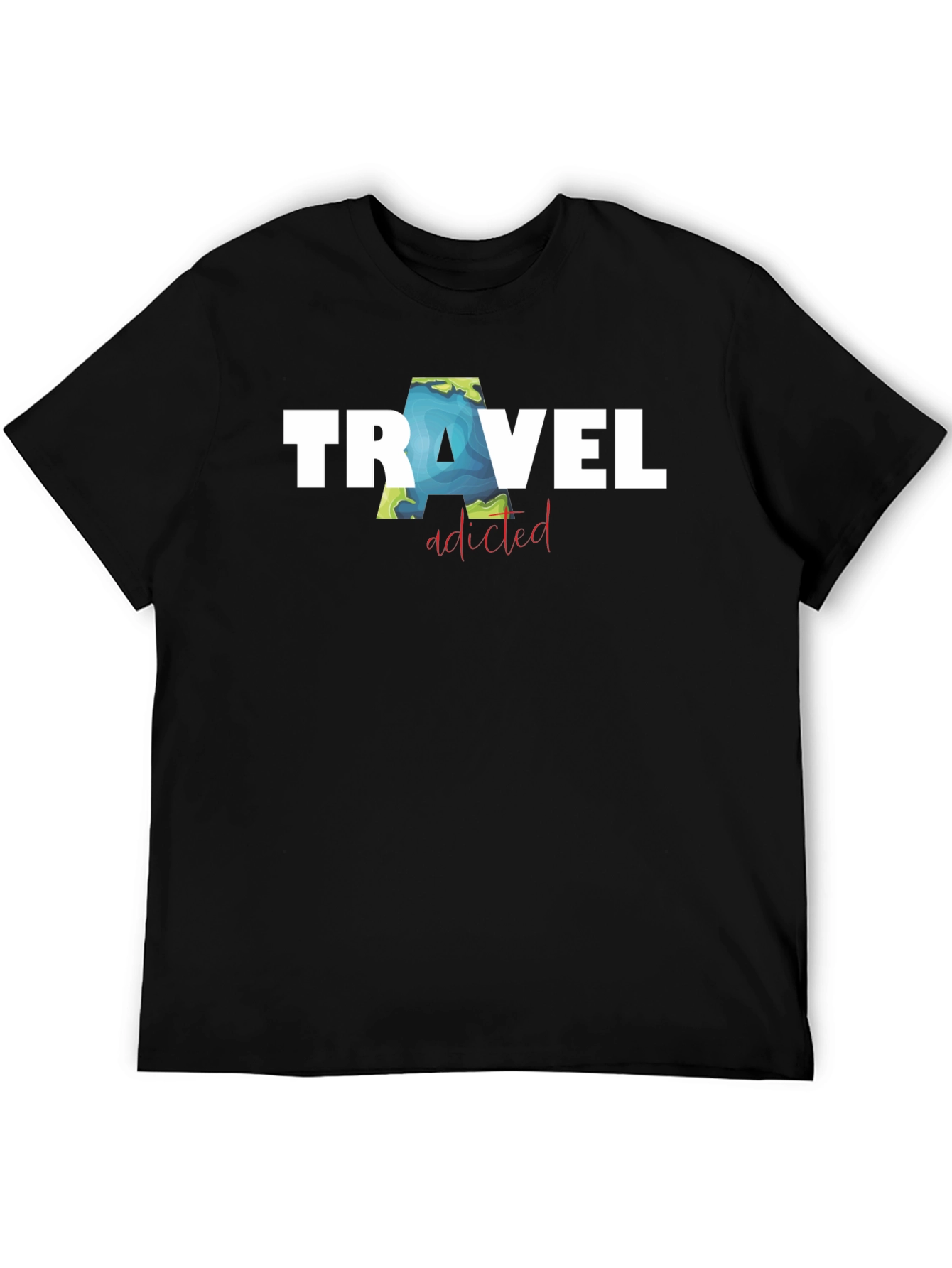 Travel Addicted Black T-Shirt
