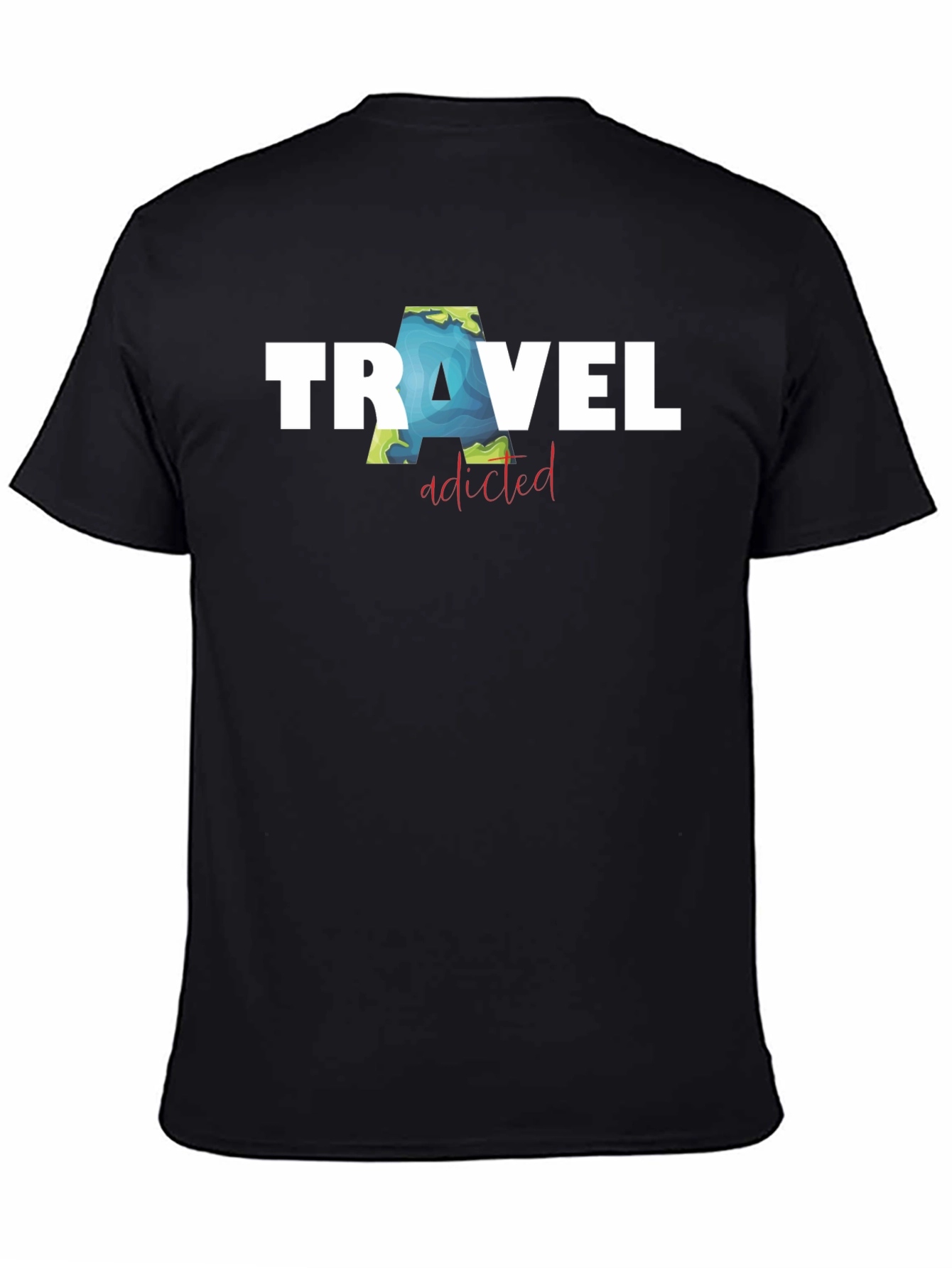 Travel Addicted Black T-Shirt