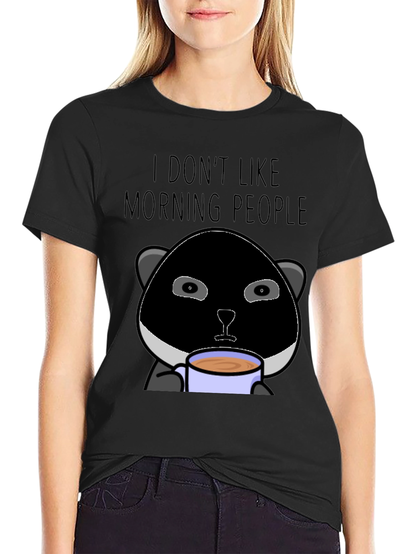 I Dont Like Morning People Panda Graphic T-Shirt