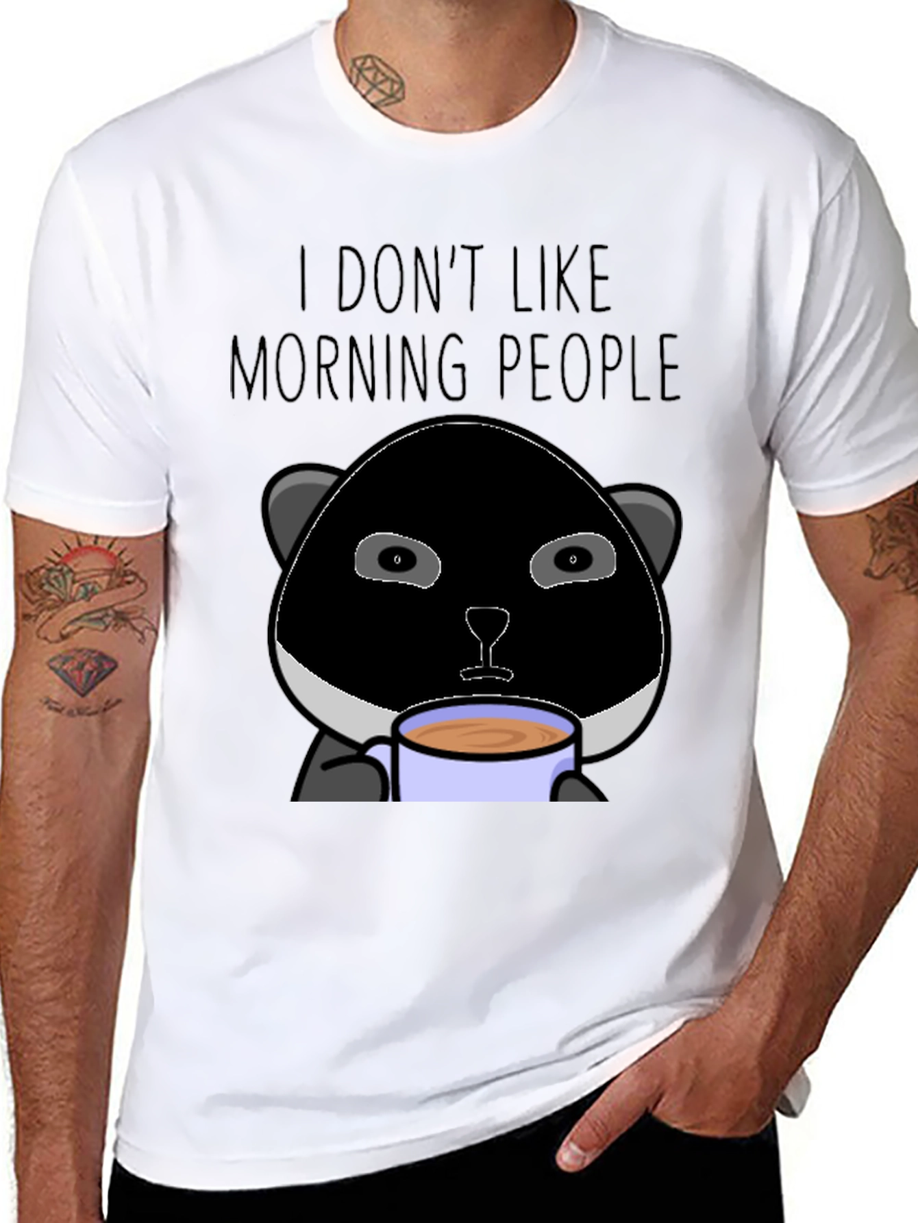 I Dont Like Morning People Panda Graphic T-Shirt