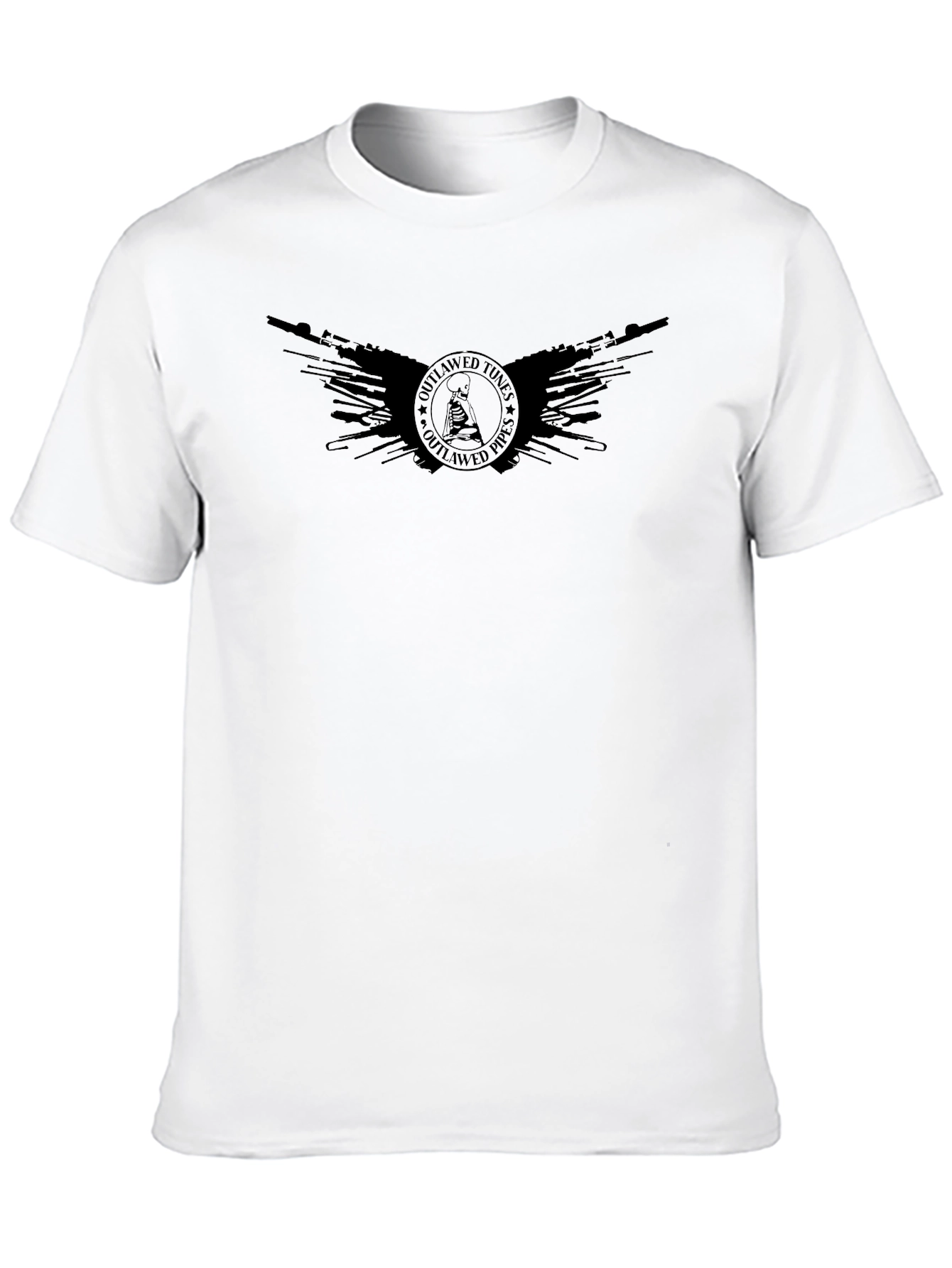 Outlawed Tunes Pipes Black Graphic Tee