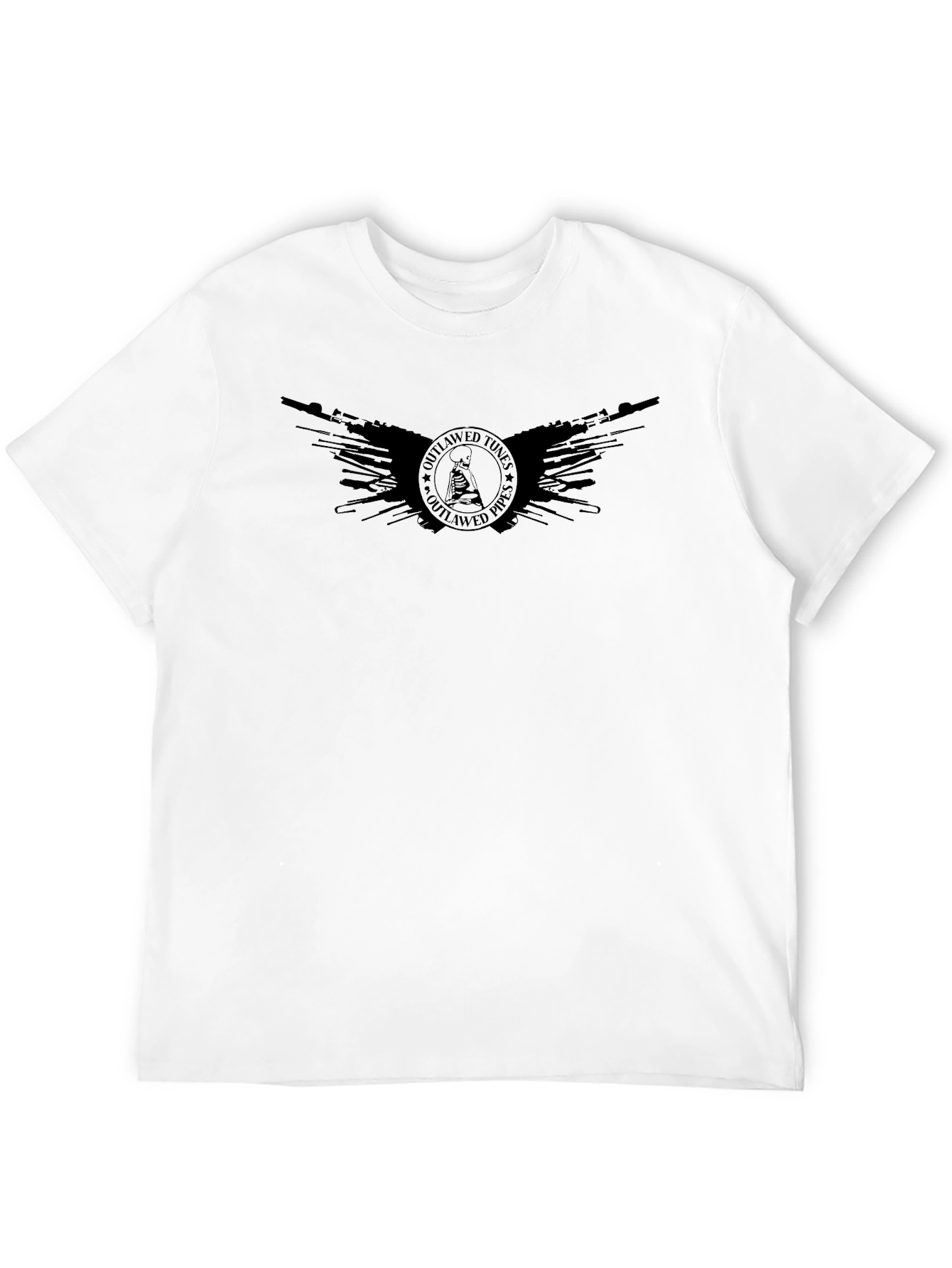 Outlawed Tunes Pipes Black Graphic Tee