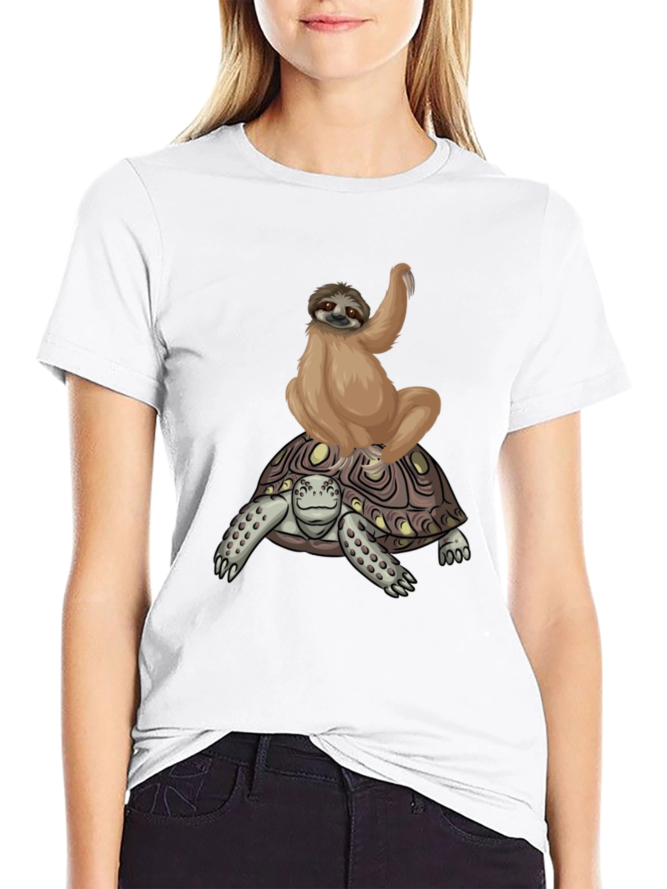 Sloth Riding Turtle Graphic Tee