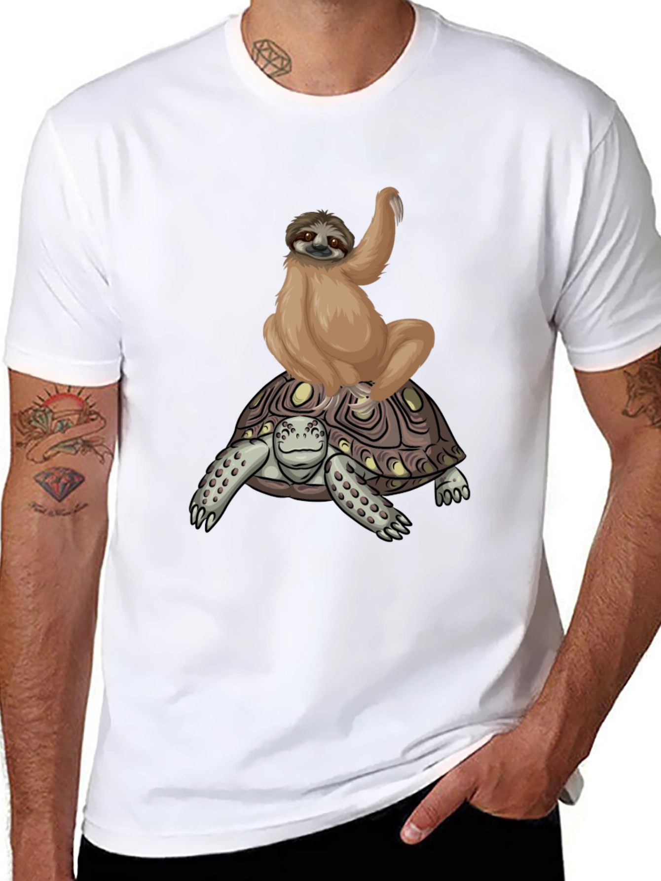 Sloth Riding Turtle Graphic Tee