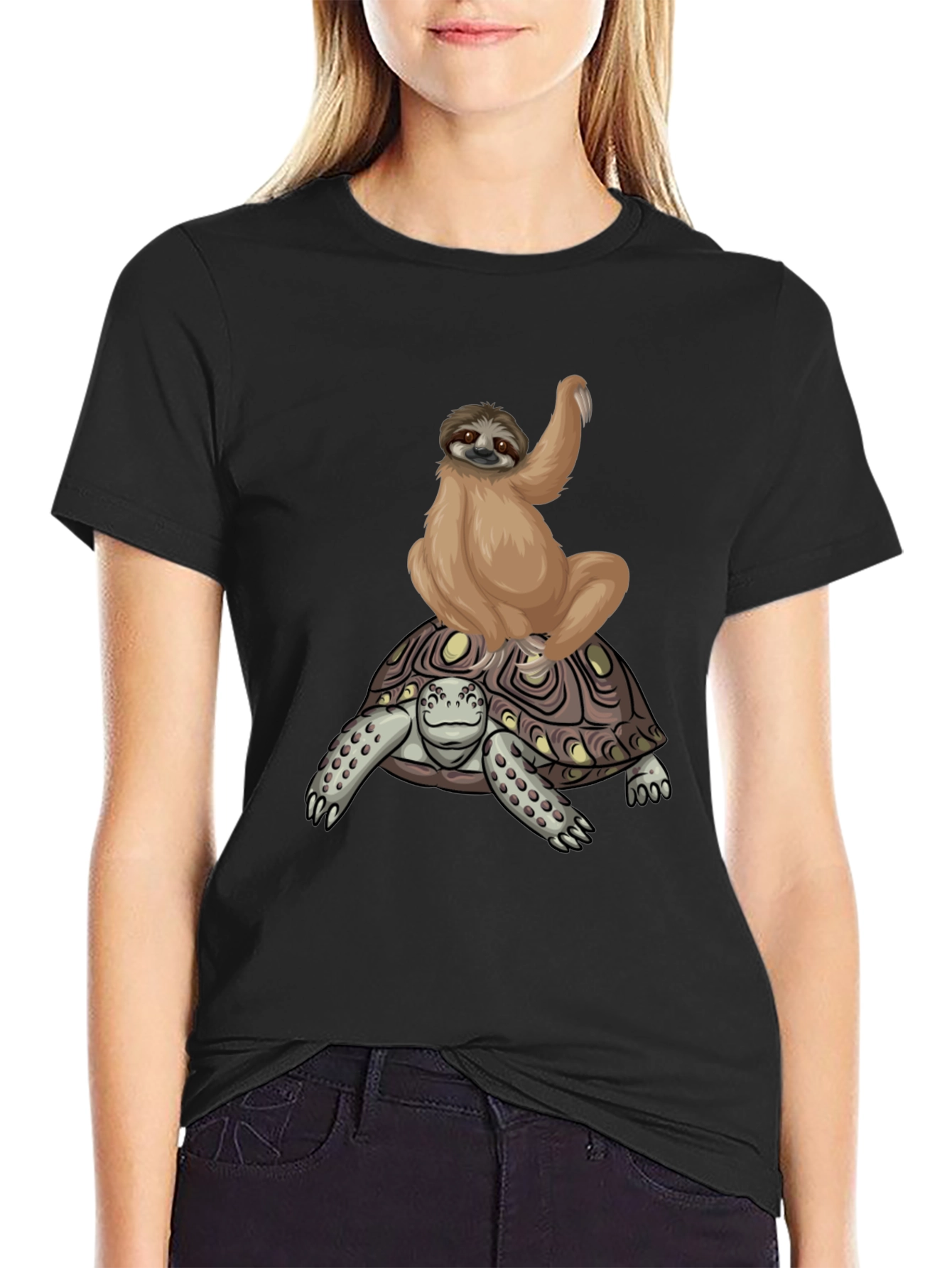 Sloth Riding Turtle Graphic Tee