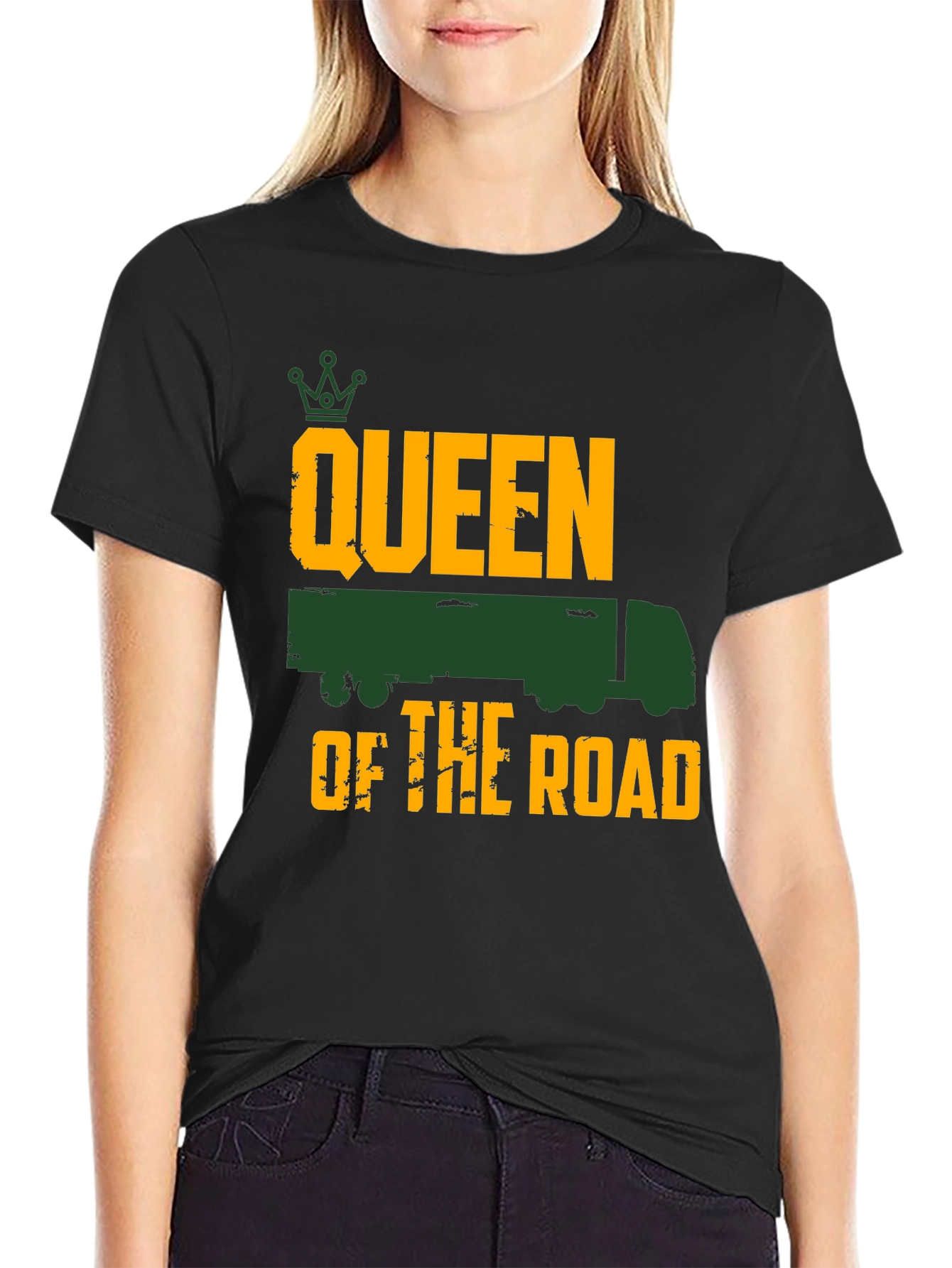 Queen of the Road Trucker Tee - Black