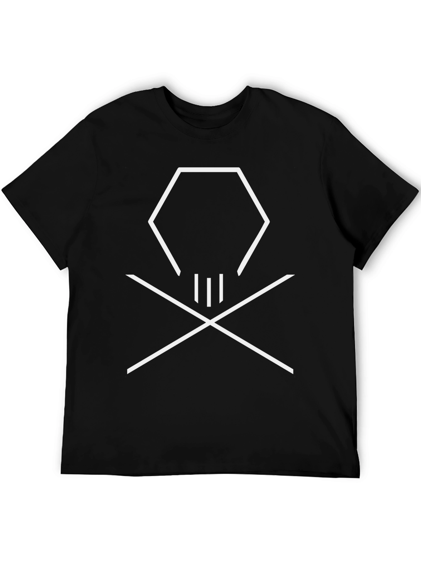 Geometric Skull & Crossbones Black Tee